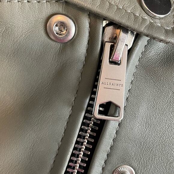 All Saints Green Leather Moto Jacket Size 2 Retails $589 NWT - Picture 11 of 11